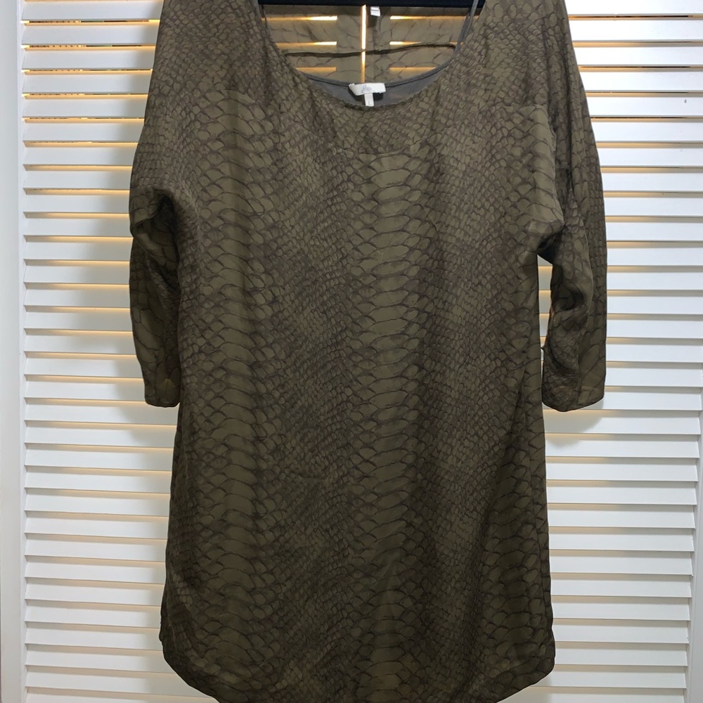 Joie metallic green snakeskin print dress w/ slip